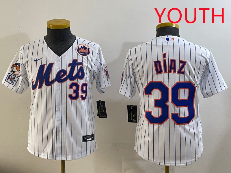 Youth 2025 New York Mets #39 Diaz White Stripe Game Nike MLB Jersey style 1->youth mlb jersey->Youth Jersey